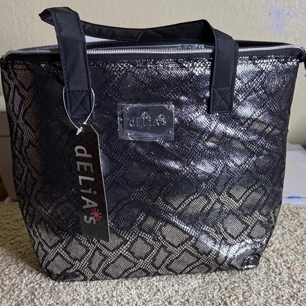 dELiA*s Shimmering Black and Silver Tote